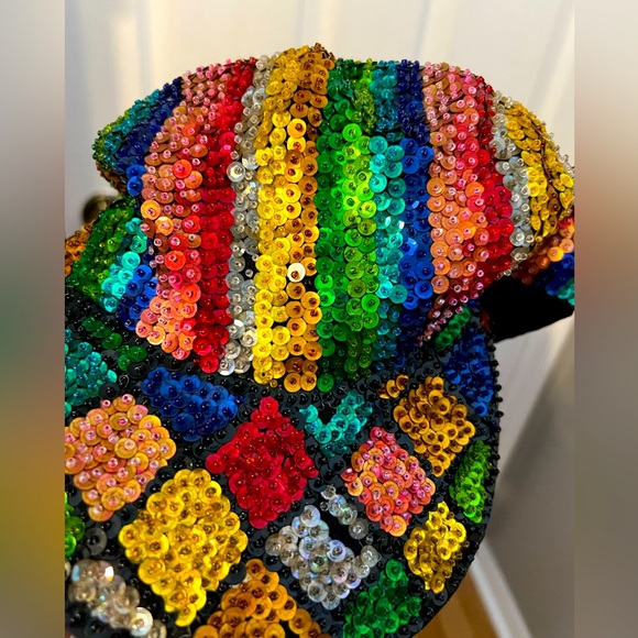 Vintage early 90s sequin hat cap ladies unisex - Picture 3 of 4